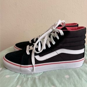 Vans Sk8-Hi Black, White, and Pink Sneakers Womens size 7